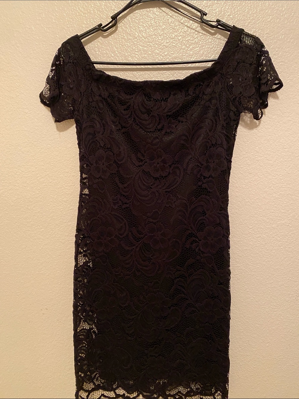 Ambiance Black One-Shoulder Lace Dress